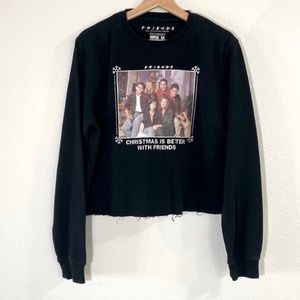 FRIENDS Women’s Christmas is better with Friends Black Gaphic Sweatshirt Medium